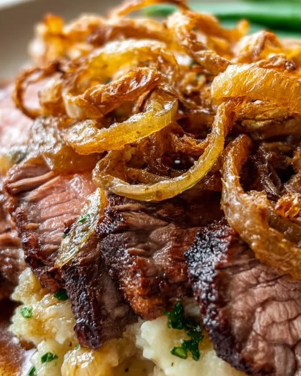 Zwiebelrostbraten mit zartem Rindfleisch und karamellisierten Zwiebeln