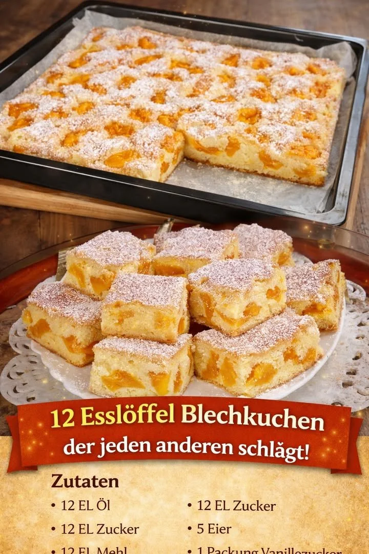 12 Esslöffel Blechkuchen in 10 Minuten fertig, inklusive Backzeit!