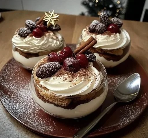Leckeres Advents-Tiramisu mit Schichten von Kaffee und Mascarpone-Creme