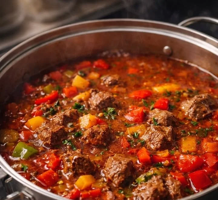 Deutsche Gulaschsuppe wie bei Oma serviert in einer Schüssel