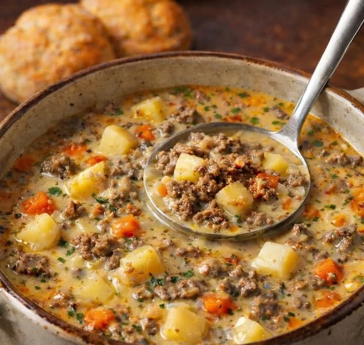 Eine wohltuende Wintersuppe in einer Schüssel, perfekt für kalte Tage.