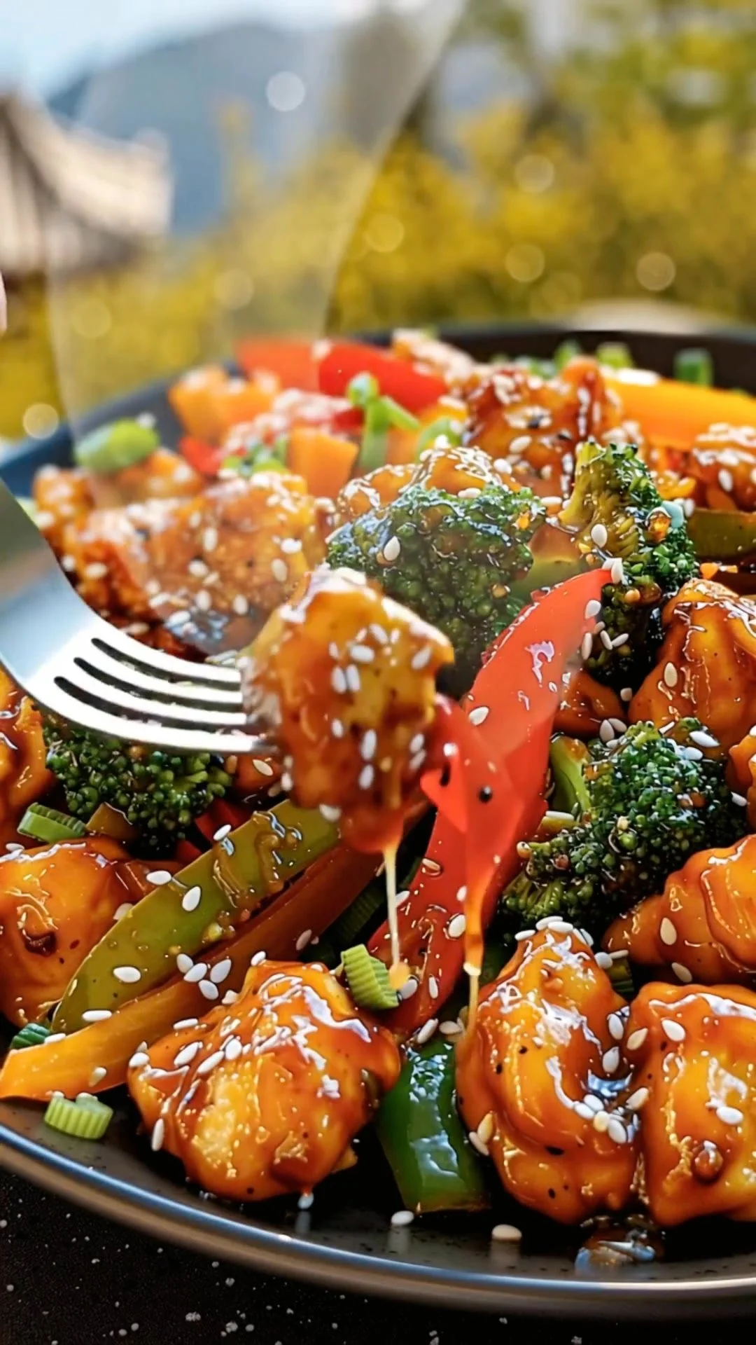 Hähnchen mit Gemüse in Honig-Soja-Sauce