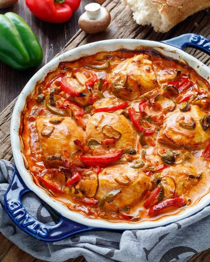 Herzhafte Hähnchenbrust im Ofen serviert mit frischen Beilagen