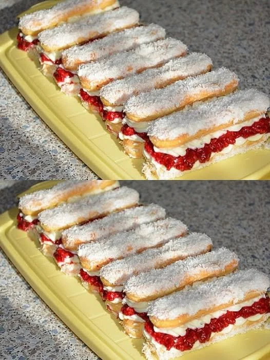 Leckere Mascarpone Stäbchen auf einem Teller serviert