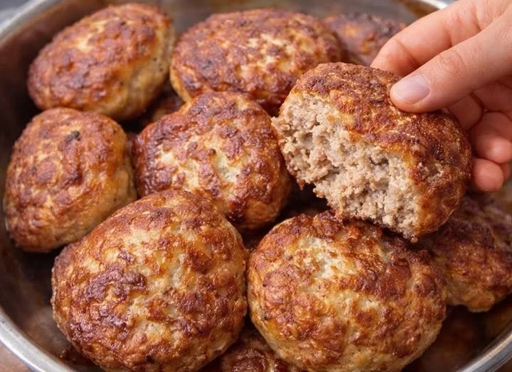 Saftige Frikadellen aus dem Backofen auf einem Teller serviert