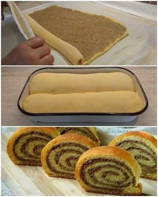 Omas Nussstrudel mit köstlicher Nussfüllung auf einem Holztablett