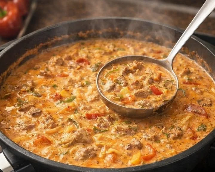 Köstliche Party Gyrossuppe in einer Schüssel, ideal für Feiern