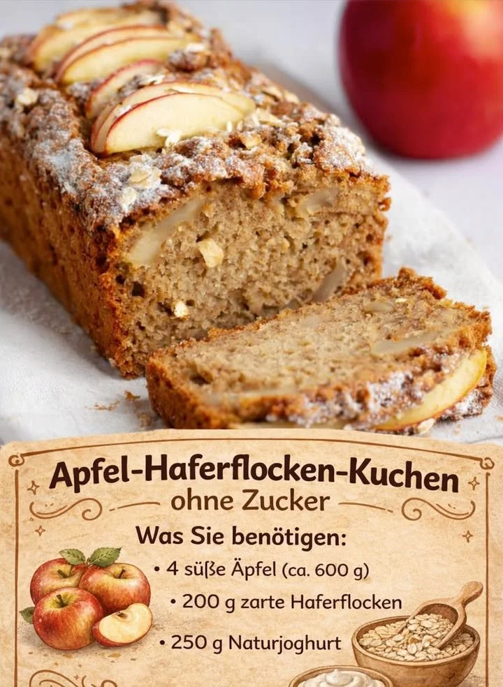 Apfel-Haferflocken-Kuchen ohne Zucker