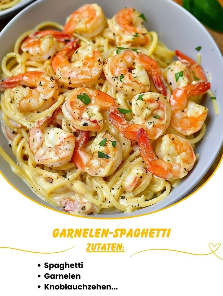Garnelen-Spaghetti in leckerer Knoblauch-Frischkäsesauce