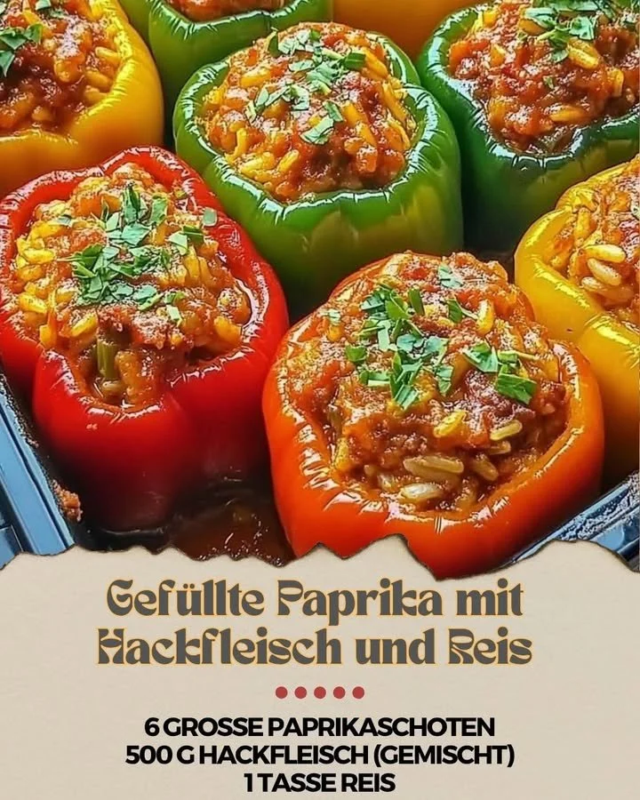 Gefüllte Paprika mit Hackfleisch und Reis