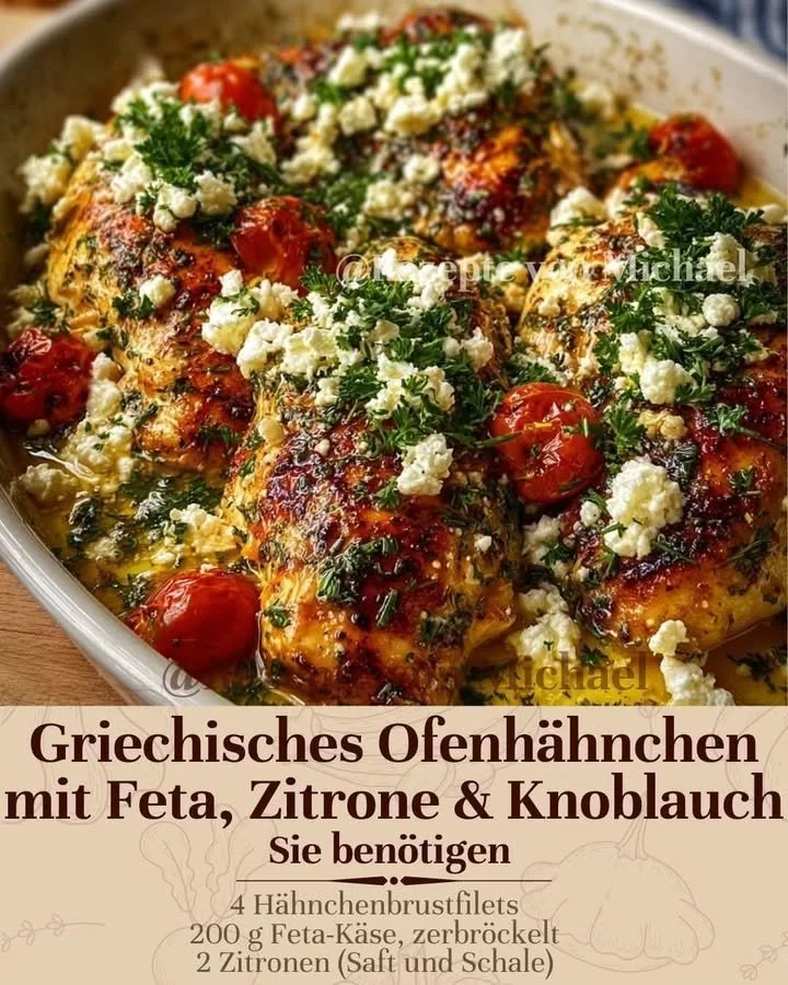 Griechisches Ofenhähnchen mit Feta, Zitrone & Knoblauch