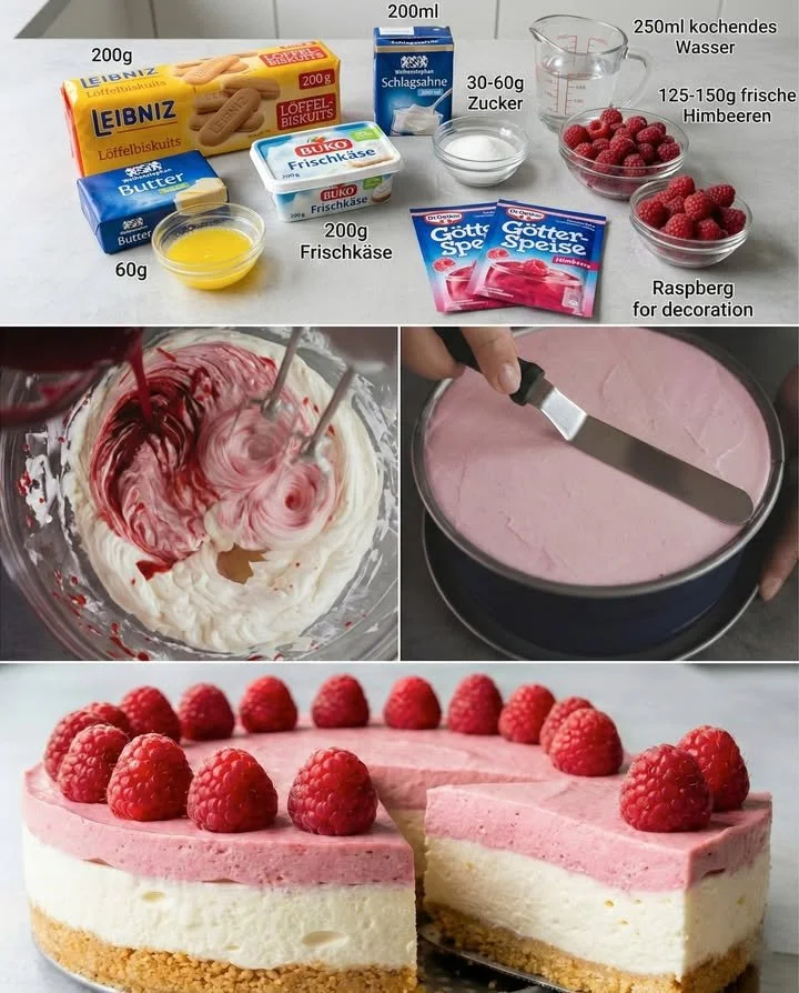 Himbeer Philadelphia Torte (ohne Backen)