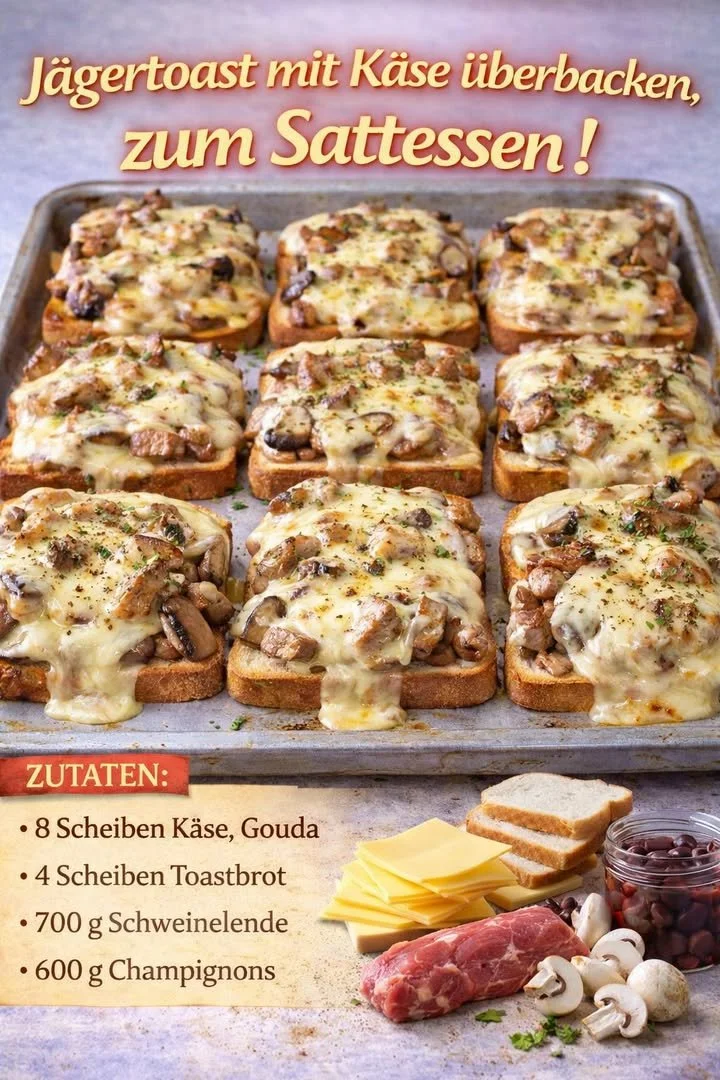 Jägertoast mit Käse überbacken