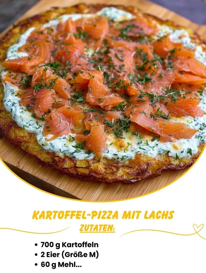 Kartoffel-Pizza mit Lachs