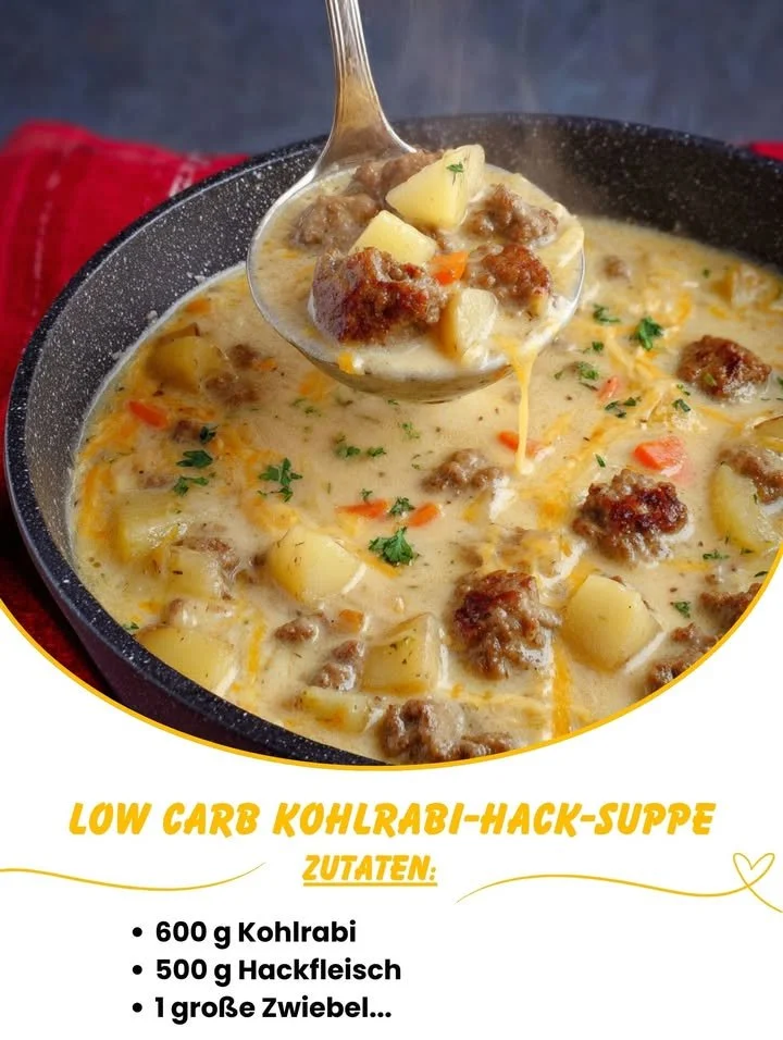 Low Carb Kohlrabi-Hack-Suppe