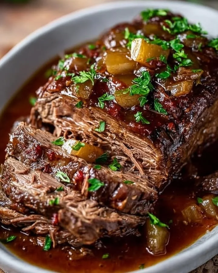 Sauerbraten, traditionelles deutsches Schmorgericht mit aromatischer Marinade.