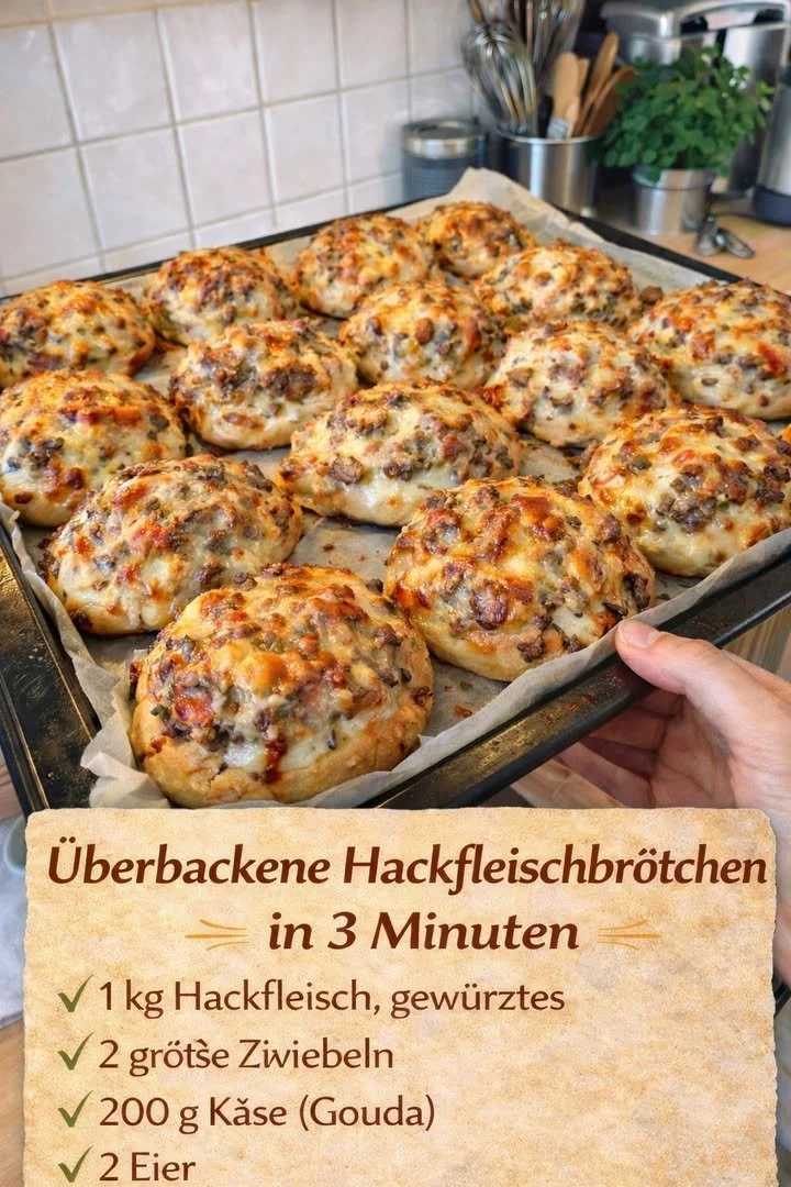 Überbackene Hackfleischbrötchen
